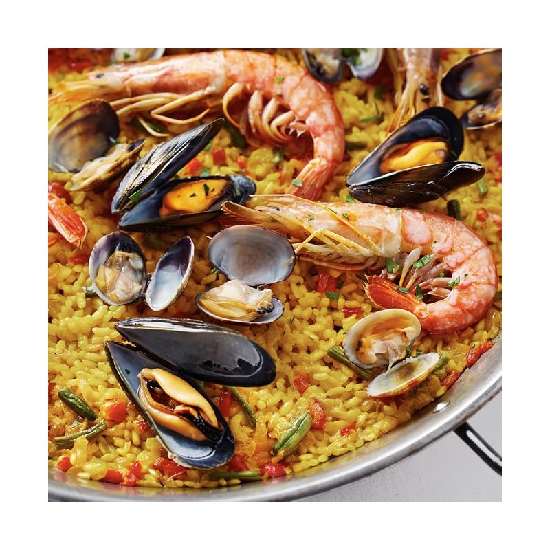 Carmencita. Seafood Paella. Dehydrated Broth with Saffron. Hotel size. 750g
