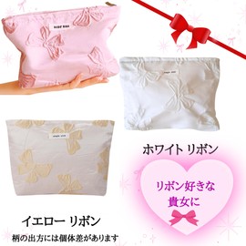 Pualani Bloom Makeup Pouch, Large Capacity, Stylish Cosmetic Pouch, Women's, Lightweight, Convenient to Carry, Small Items, Makeup Pouch, Travel Pouch, 6 Patterns Available, pink ribbon