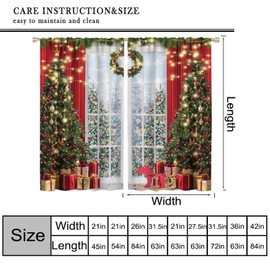 HZOHNAGO Christmas Tree Curtains,Christmas Curtain Winter Xmas Trees Glitter Bokeh Pattern Print Decor Rod Pocket Window Drapes for Bedroom Living Room 42x45in