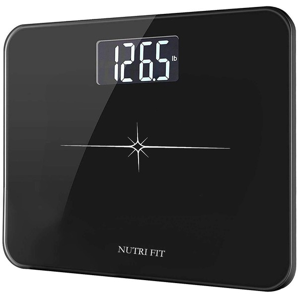 NUTRI FIT Extra-Wide/Ultra-Thick Digital Body Weight Bathroom Scale with 3 Inch Large Easy Read Backlit LCD Display Max Capacity 400lb Step-on Technology, Black