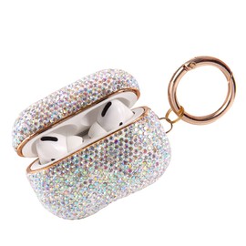 Sparkly Diamond AirPods Pro 1&2 Generation Hülle mit Schlüsselanhänger, stoßfeste Schutzhülle Premium Bling Strass Cover Skin für AirPods Ladehülle (AB mit Ring)