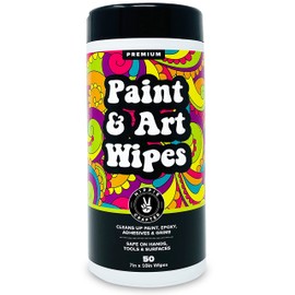 HIPPIE CRAFTER Paint and Art Wipes, Heavy-Duty Cleaner for Paint, Epoxy, Glue, Latex & Acrylic Stains, 1 Pack (50 Wipes), Safe for Hands, Brushes, Plastic, Metal, Wood & Floors