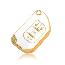 STRAFFI TPU Car Key Fob Cover Shell Protector for 2019 2020 2021 2022 2023 Jeep Gladiator Smart Remote Key Jeep Wrangler 2018-2023 (White 4 Button)