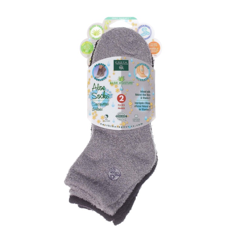 Earth Therapeutics Aloe Socks - Double Pack - Gray/Black (2