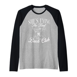 She's tying the knot Bachelorette Coquette Bow Bridal shower Raglan Baseball Tee