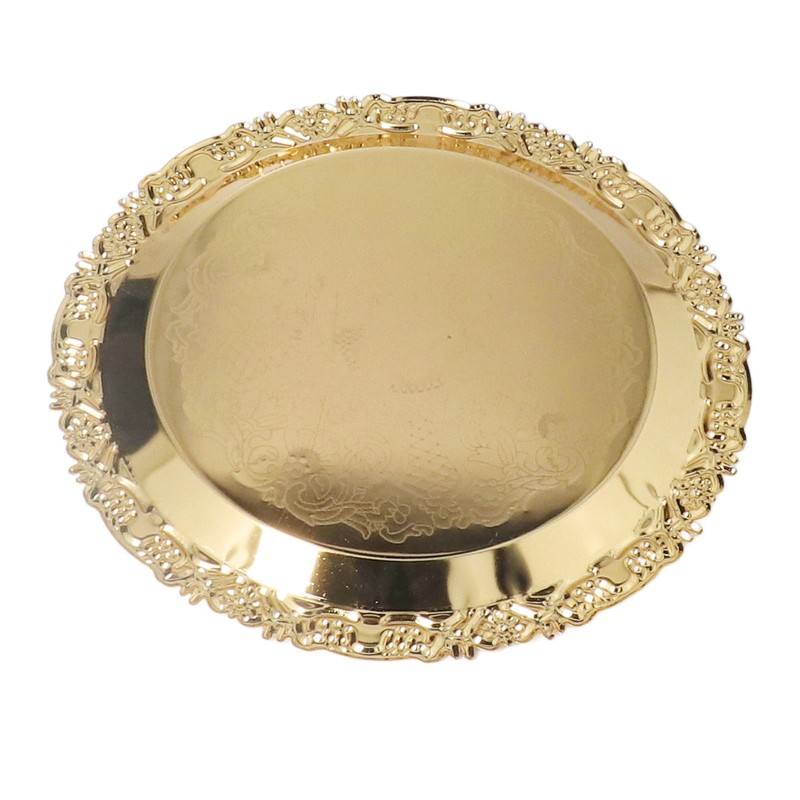 Round Decorative Dinner Plate Stainless Steel Storage Tray for Jewelry