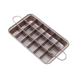 Fixiooz Brownie Pan With Dividers - Non-Stick All Edges Baking Tray, 18 Pre-slice for Oven Baking Bread, Muffins and Cupcakes - 12 X 8 X 2 Inches