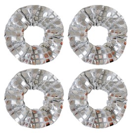 Pack of 4 Shiny Hair Bobbles with Disco Elements Creative Party Hair Bobbles Elastic Hair Decoration for Festive Occasions