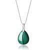 Coai Women's 925 Necklace with Angel’s Teardrops Pendant, Silver, Malachite