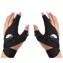 LED Flashlight Gloves Fishing Gloves Hands Free Flashlights for Working in Darkness Places Fishing, Camping, Hiking, Running, Repair, Handy Mechanic Tool Gifts for Man (1 Pair)