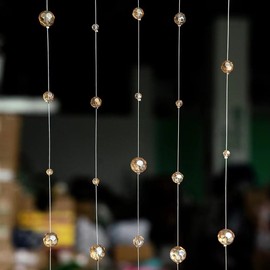 Glass Crystal Beads Curtain Window Door Curtain Passage Wedding Backdrop Door String Hanging Decoration (Chamgagne, 3.3Feet*5pcs)