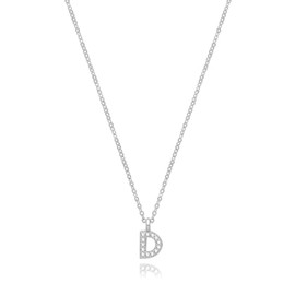Beautiful 925 Sterling Silver Letter / Initial Women's Pendant with Chain with Zirconia 0.1 cm WJS33381, Metal, Cubic Zirconia