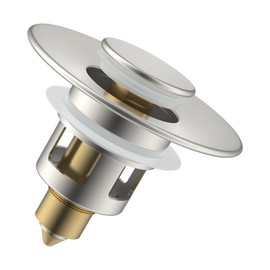 Hibbent Sink Plug Suitable for 25mm to 46mm, Pop up Sink Plugs with Drain Strainer, Brass Bounce Core Push-Type Drain Plug, Universal Sink Stopper Replacement for Bathroom and Kitchen,Brushed Nickel