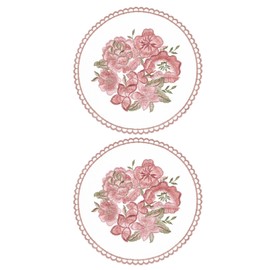 uxcell 2Pcs Retro Lace Placemats, French Crochet Doilies Round Embroidered Hollow Cup Vase Table Mat for Dining Table Kitchen Party 8x8inch, Dusty Rose