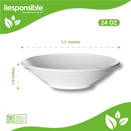 Clear Lids for Responsible Products 24-40 oz Disposable Bowls I Noodle Bowl Lids I Extra Strength I No Added PFAS (125 Count)