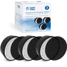 Fette Filter 3 Pack of Replacement HEPA Filters Compatible with Levoit Air Purifier LV-H132. Compare to Part # LV-H132-RF High Efficiency, Removes Odors, Captures 99.97% of Dust, Pollen, Allergens.