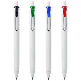 uni-ball UMN-S-05 Retractable Gel Ink Rollerball Pens - 0.5mm Tip Nib - White Barrel - Black, Blue, Red & Green - Pack of 4