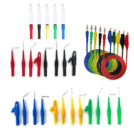 30PCS Back Probe Kit Back Probe Pins Test Leads Set 30V 5 Colors Copper Alligator Clip to Banana Plug Kit with Wire Piercing Probes for Diagnostics Testing and Repairing