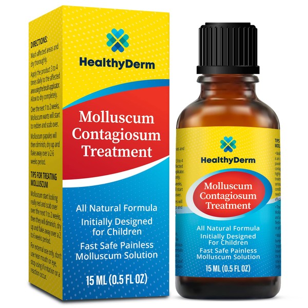 Molluscum Contagiosum Treatment, Fast, Safe, Painless, All Natural Molluscum Contagiosum Solution Oil for Children and Adults, 15 mL, 1 Month Supply by HealthyDerm