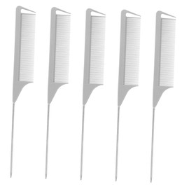 Outanaya 5pcs Hair Styling Combs Set Steel Pin Rat Tail Teasing Comb for Fine Hair Professional Hairdressing Tools for Salon and Home Use
