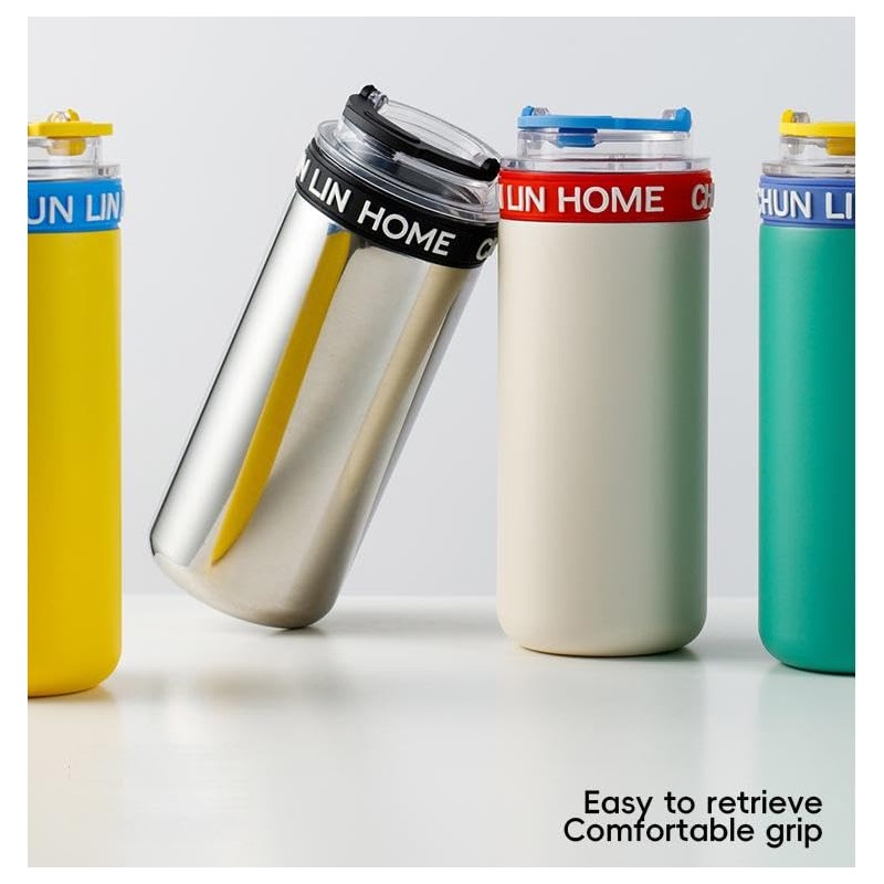 Stainless Steel Vacuum Insulated Glass Tumblers,Coffee thermos glass inside,(Red)