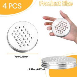 Betinyar 4pcs Mason Jar Cheese Grater Lid, Silver, Round, Stainless Steel, Easy Install, Smooth & Safe, Grates Cheese, Carrots, Cucumbers, Dishwasher Safe, Screw Top