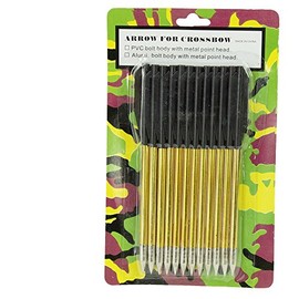 BSW - BogenSportWelt Pack of 12 Aluminium Pistols Crossbow Bolts 16.5 cm Pistol Crossbow Arrows with Steel Tip