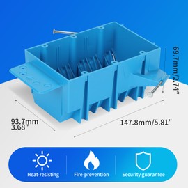 XIUTE Blue 3-Gang PVC New Work Switch/Outlet Wall Electrical Box, Interior Space of 44 Cubic Inches,for The Electrical Installation of Buildings,ETL