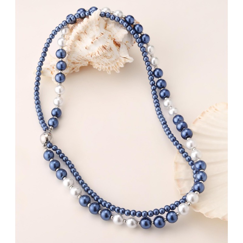 Pearl Beaded Necklaces for Women Double Strand Faux Pearls Bead