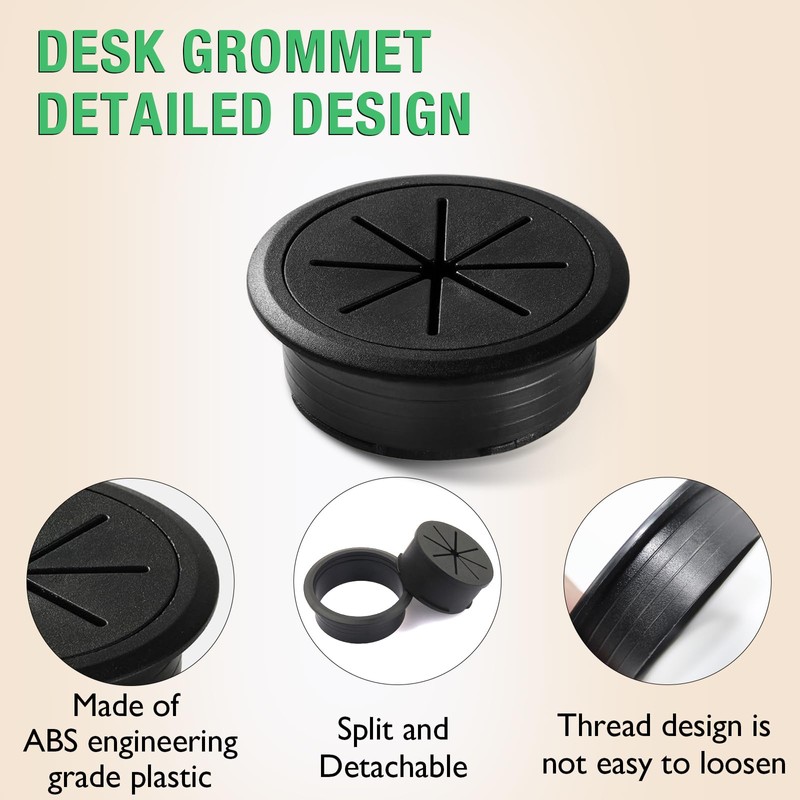 EASYEAH 2 Pcs Desk Grommet 3-1/8" / 80 mm, Desk