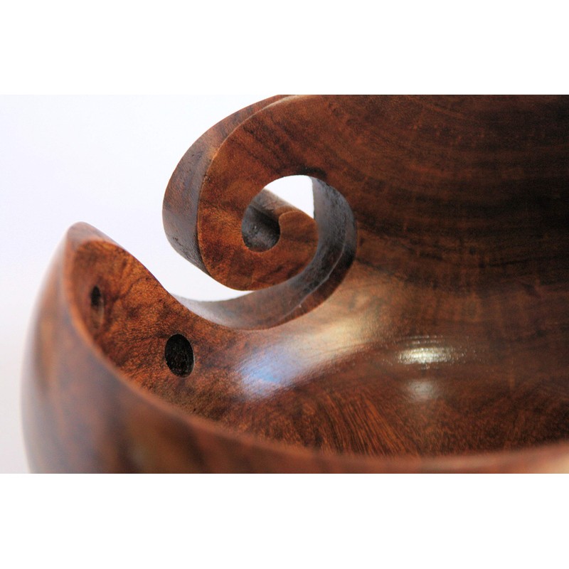 Rose Wood Yarn Bowl - 6" x 3" with Free