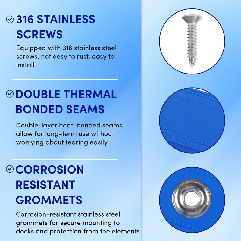 VEITHI Dock Bumper Blue,Dock Bumper Guard with Screws Soft,PVC Boat