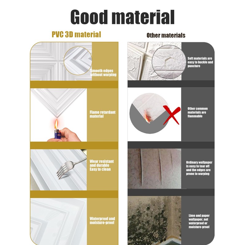 Chejiaye 12 Pack PVC Ceiling Tiles 19.7"x19.7" – Golden Mirror