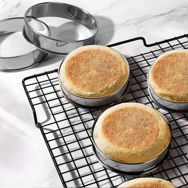 Walquicks 6Pcs Crumpet Rings, Stainless Steel 4 Inch English Muffin