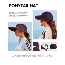 Beach Hats for Women Summer 2 in 1 UPF 50+ UV Protection Fishing Hat,Burgundy