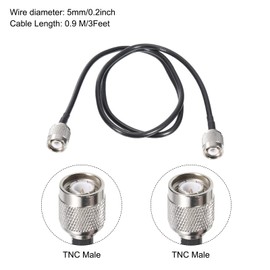 MECCANIXITY 2Pcs 3FT RG58 Coaxial Cables TNC Male to TNC Male Low Loss RF Coaxial Cable Black for CB,Amateur,Two-Way Radio,SWR Meter,Antenna,Walkie
