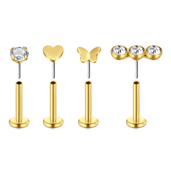 LAURITAMI Nose Piercing Plug Threadless 18G 20G Push in Nose