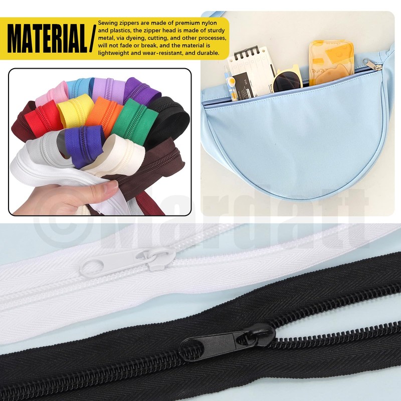 Mardatt 81 Pieces Zip Repair Kit, 10 Yards #5 Nylon