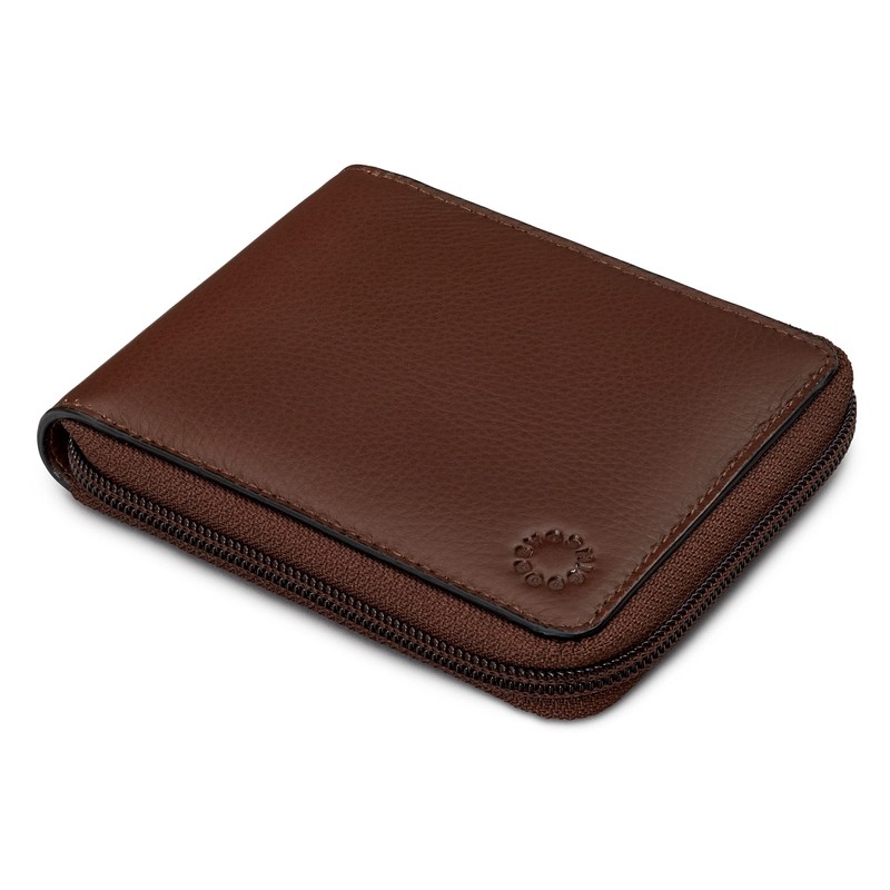 Yoshi Mens RFID Blocking Full Zip Around Leather Coin Pocket