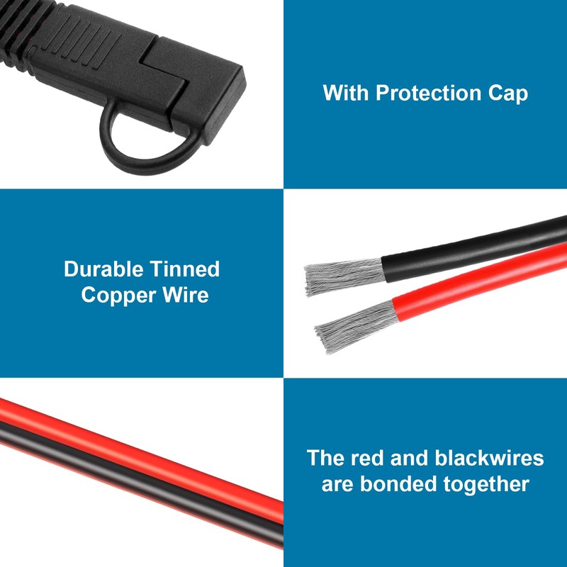 SAE Extension Cable 30FT–Heavy Duty 10AWG Tinned Copper Wire with