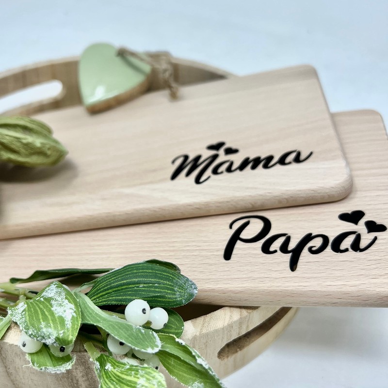KATINGA Set of 2 Breakfast Boards, Cut-Out with Engraving (Mummy