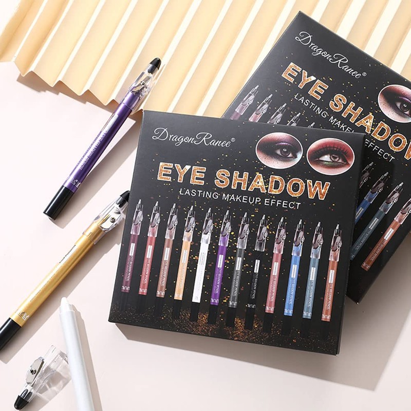 Sitovely 12 Colours Waterproof Matte Eyeshadow Pen Set with Sharpener,