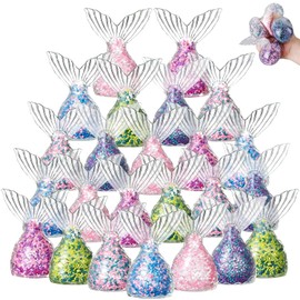 24 Pcs Mermaid Party Favors Stress Relief Balls Bulk Squeeze Ball Set for Mermaid Birthday Party Favors Under the Sea Decoration Supplies