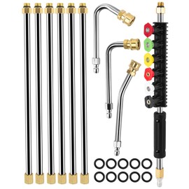 Pressure Washer Extension Wand, 10 Pack Power Washer Extension Wand with 6 Nozzle Tips, 30°,90°,120° Curved Rod, 1/4" Quick Connect, Replacement Power washer Lance, 4000 PSI