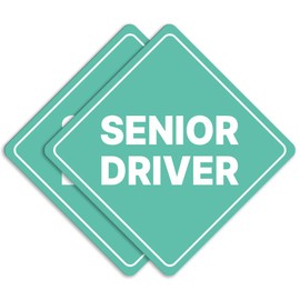 GEEKBEAR Senior Driver Car Sign - Sticker or Magnet & Color Options, Weather-Resistant - Diamond Shape 6.8 x 6.8 in (Mint, Reflective Magnet)