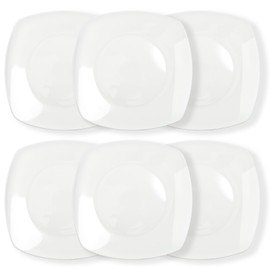 Blcculi 7.5'' Porcelain Dinner Plates,Set of 6 Square Dinner Plates,Porcelain Dessert Plate,White Square Serving Plate for Salad, Pasta, Steak,Snacks