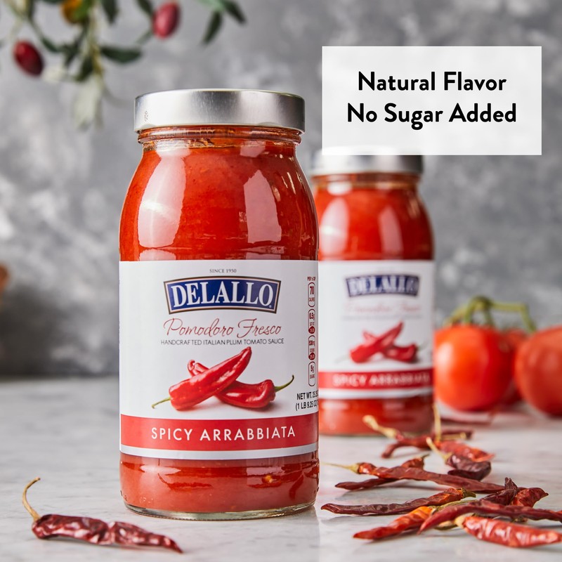 DeLallo Pomodoro Fresco Arrabiatta Sauce, 25.5 oz Jar, No Added