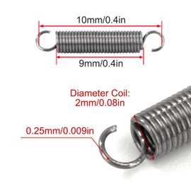 GUNGY Tension Springs with Hooks Stainless Steel Tension Spring Tension Spring 10 mm Outer Diameter 2 mm Wire Diameter 0.25 mm Maximum Tensile Force 0.25 kg 0.25 x 2 x 10 mm Pack of