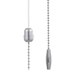 ElekTek Chrome Bathroom Light Pull Fob Chain Cord Double Taper 35x10mm with 80cm Matching Chain
