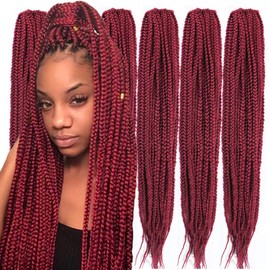 Mayloss 6 Packs/Lot (14/18/24/30) inch 1cm 20 Strands/Pack Thin 3X Box Braid Crochet Hair Extensionin Diameter 3X Synthetic Braid Hair Extensions Crochet Braids Hair Color(18Inch BUG)